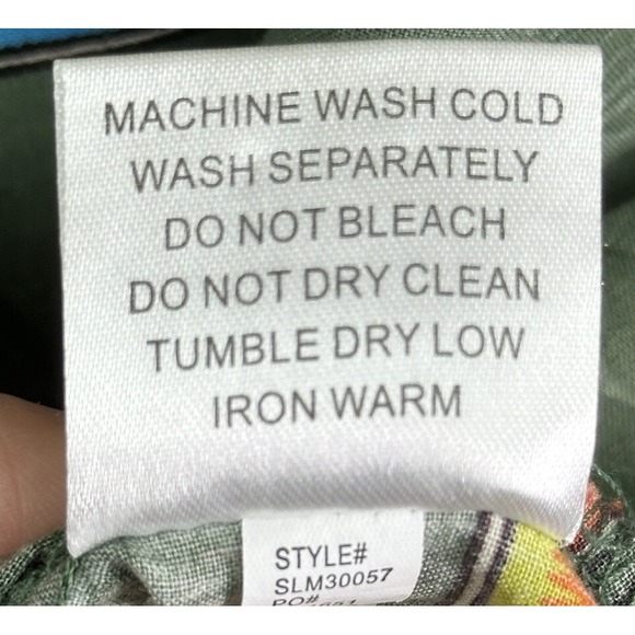 Salt Life Men's XL Hawaiian Tropical Green Button Up Striped Multicolor Floral - Picture 8 of 10